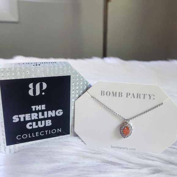NWT Bomb Party Light Carnelian Ice Crystal .925 Sterling Silver 18" Necklace - Picture 2 of 6